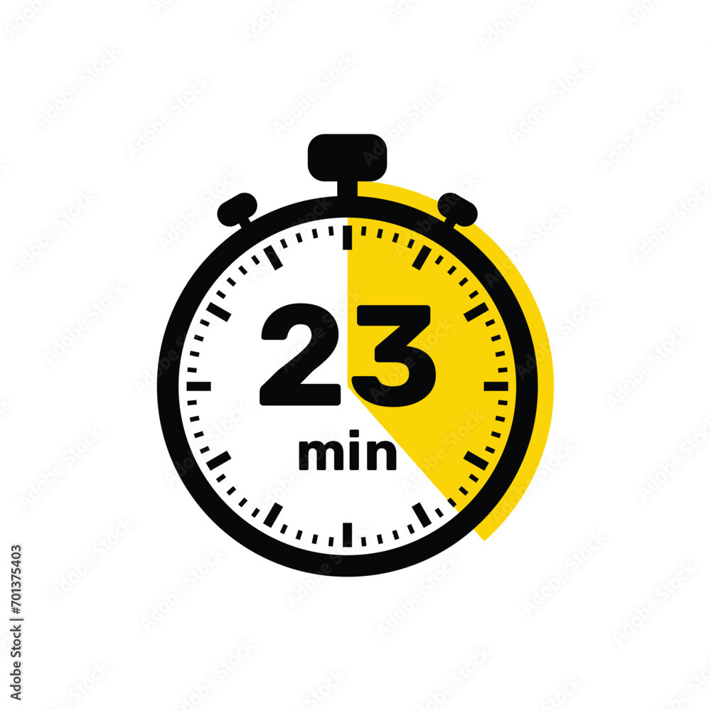 23 Minutes Analog Clock Icon white background design. 23 Minutes Analog Clock Icon white background design.