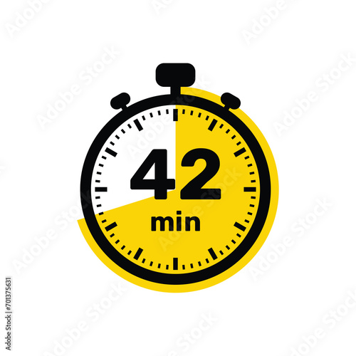 42 Minutes Analog Clock Icon white background design.