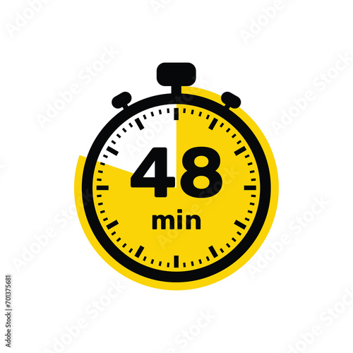 48 Minutes Analog Clock Icon white background design.