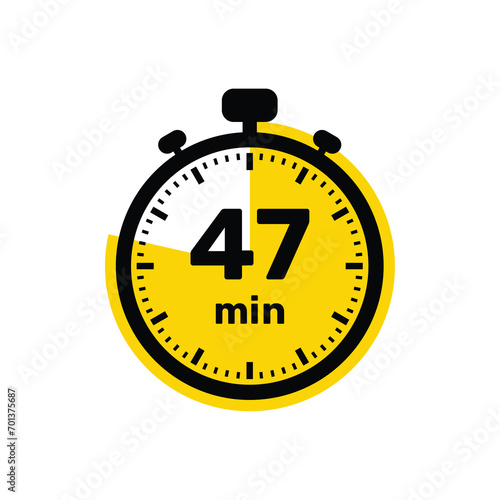 47 Minutes Analog Clock Icon white background design.
