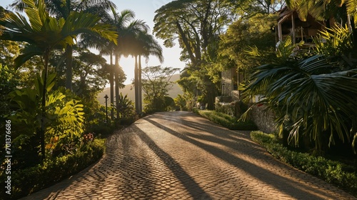 Driveway to luxury tropical villa