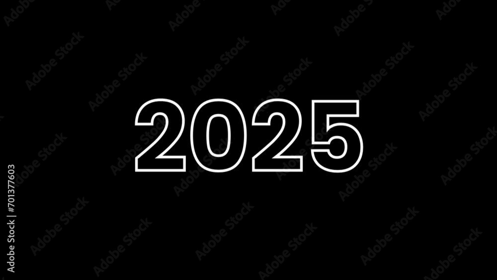 2025 Happy New year text effect Cinematic Title Trailer animation. A