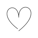 Doodle heart symbol. Simple line in the shape of a heart. Hand drawn vector illustration. Cute, love, minimal, spring, declaration of love on a white background.