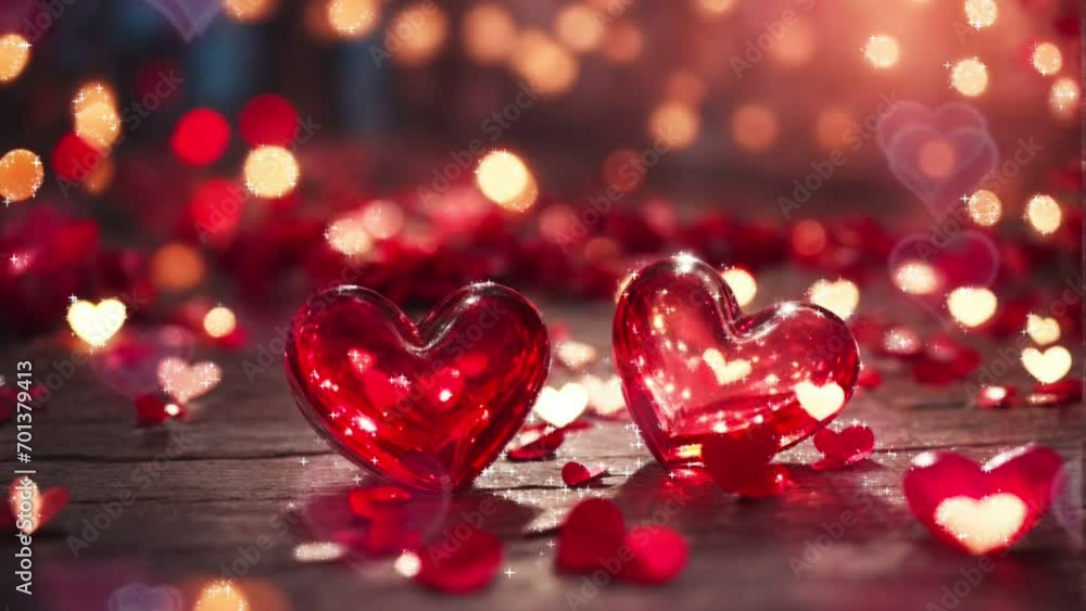 valentines day animated background with red heart and bokeh background valentines day animated background with red heart and bokeh background