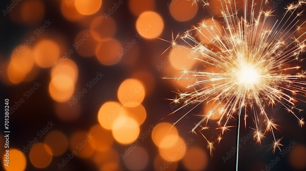 Glowing Christmas Sparkler Illuminating Festive Night Bokeh Glowing Christmas Sparkler Illuminating Festive Night Bokeh