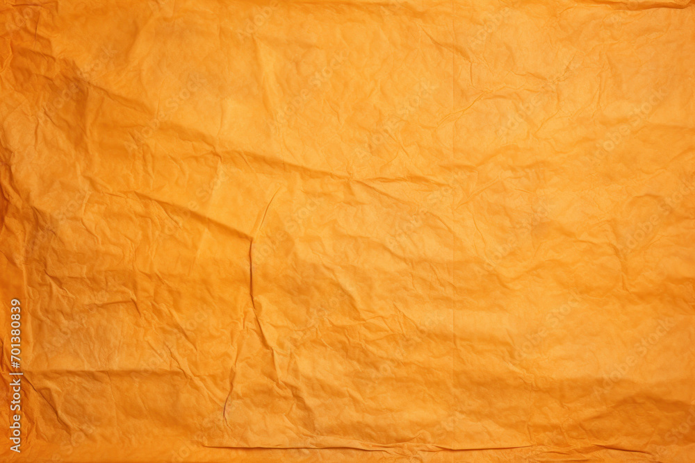 Blank orange recycled paper, crumpled texture background, rough vintage page