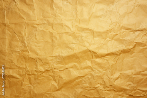 Blank golden recycled paper, crumpled texture background, rough vintage page