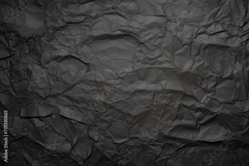 Blank black recycled paper, crumpled texture background, rough vintage page