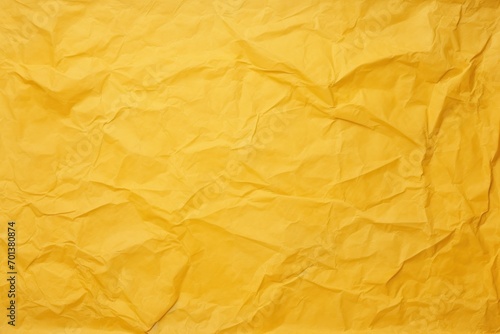 Blank yellow recycled paper, crumpled texture background, rough vintage page