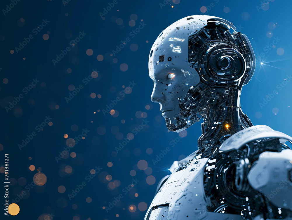 Android Artificial Intelligence robot in Big Data Facility services operations in a big server farm Android Artificial Intelligence robot in Big Data Facility services operations in a big server farm
