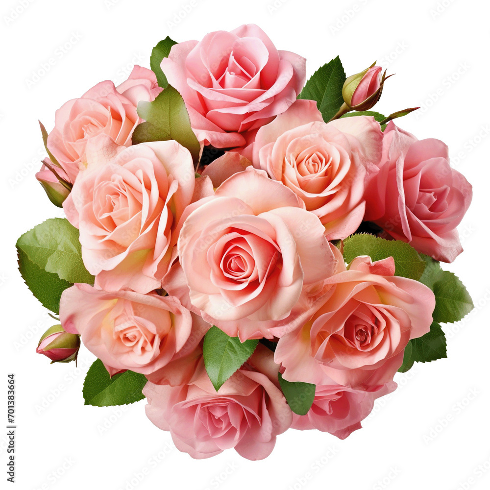 Pink rose flowers in a floral arrangement isolated on white or transparent background, Valentine's Day Pink rose flowers in a floral arrangement isolated on white or transparent background, Valentine's Day