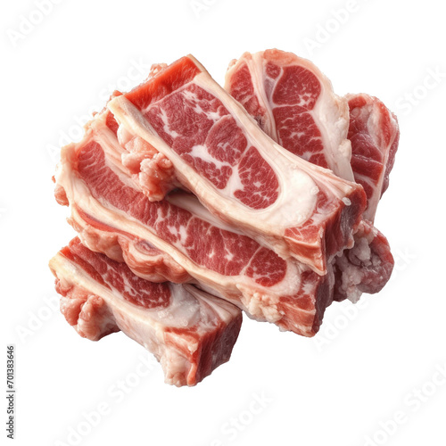 raw pork ribs isolated on a transparent background