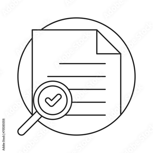 Document check valid icon in outline style. Simple search file vector illustration — pixel-perfect icon.