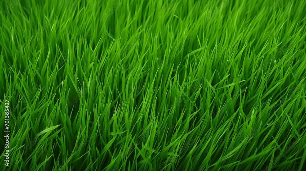 A close-up of a textured field of verdant grass. A close-up of a textured field of verdant grass.