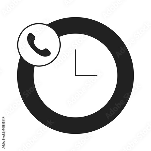 Call time icon in filled style. Simple phone clock vector illustration — pixel-perfect icon.