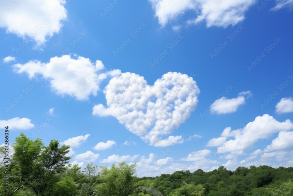 Cloud in the shape of a heart. Backdrop with selective focus and copy space for the inscription Cloud in the shape of a heart. Backdrop with selective focus and copy space for the inscription