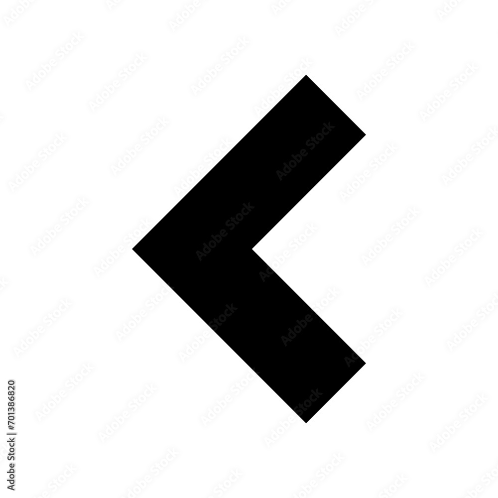 Obraz premium Chevron left icon in filled glyph style. Simple arrow symbol vector illustration — pixel-perfect icon.