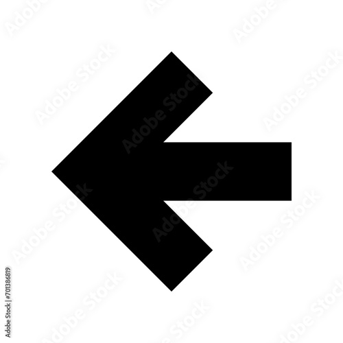 Left arrow icon in filled glyph style. Simple arrow symbol vector illustration — pixel-perfect icon.