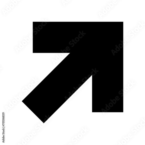 Upper right arrow icon in filled glyph style. Simple arrow symbol vector illustration — pixel-perfect icon.