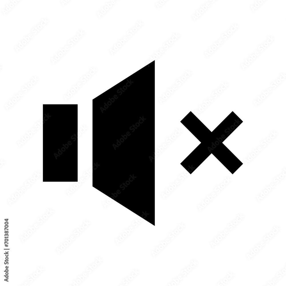 Sound volume muted icon in filled glyph style. Simple speaker vector illustration — pixel-perfect icon. Sound volume muted icon in filled glyph style. Simple speaker vector illustration — pixel-perfect icon.