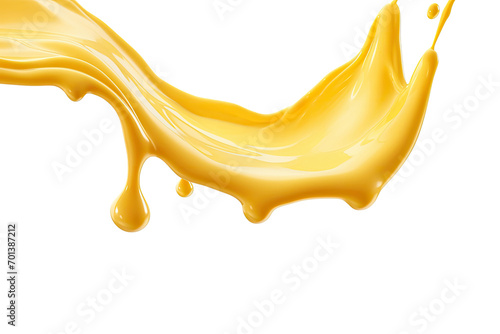 Splash of Cheese with drip and melting sauce splashing isolated on transparent png background, cheese slice with liquid swirl, ingredients for making food. photo