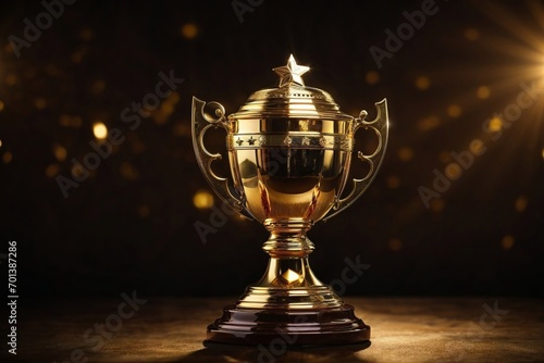 A trophy or a cup with golden look