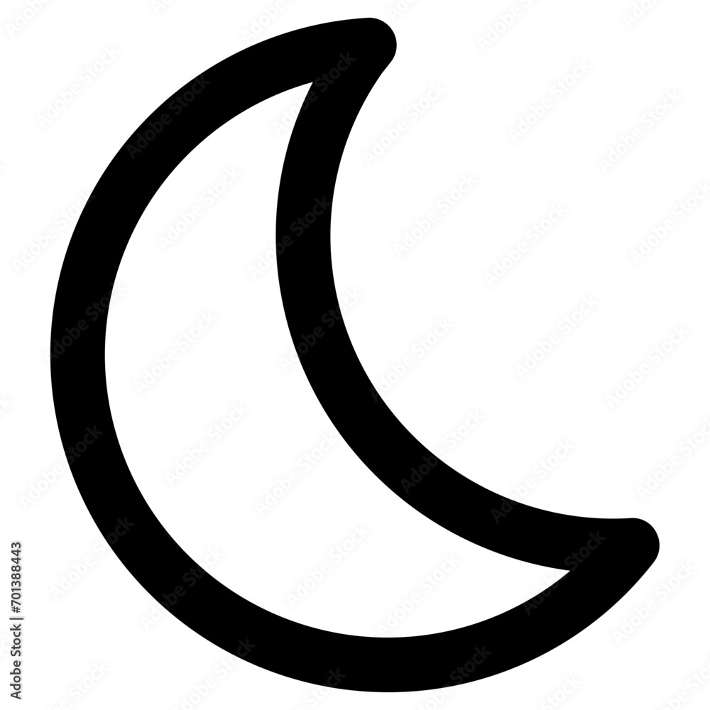 Crescent moon icon in outline. Simple night symbol vector — pixel-perfect icon. Crescent moon icon in outline. Simple night symbol vector — pixel-perfect icon.
