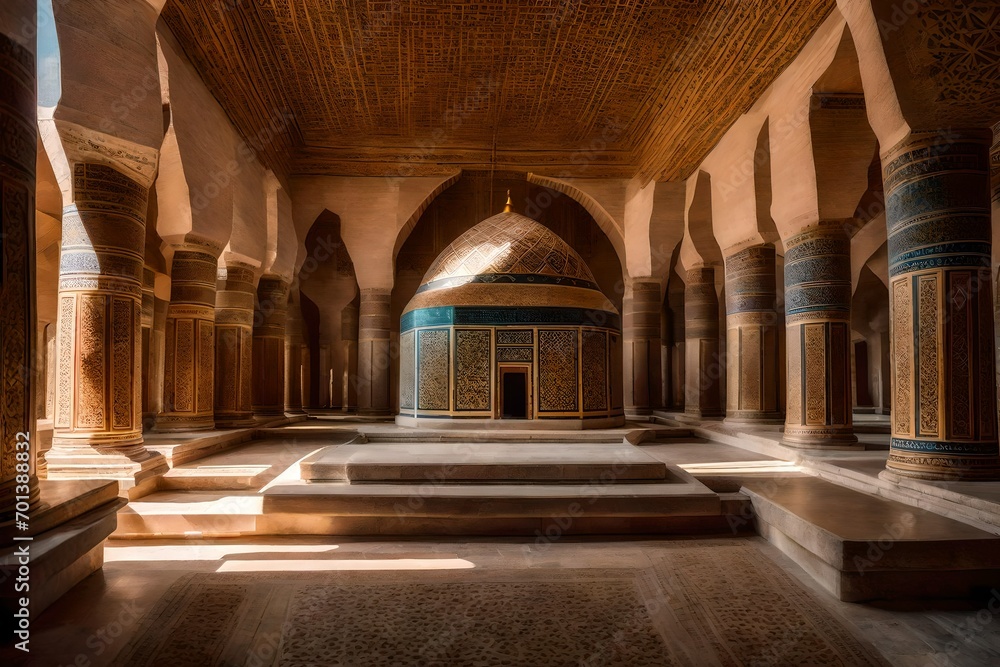 interior of a mosque, Tomb of Lihyan, son of Kuza, in northwestern Saudi Arabia stock photo