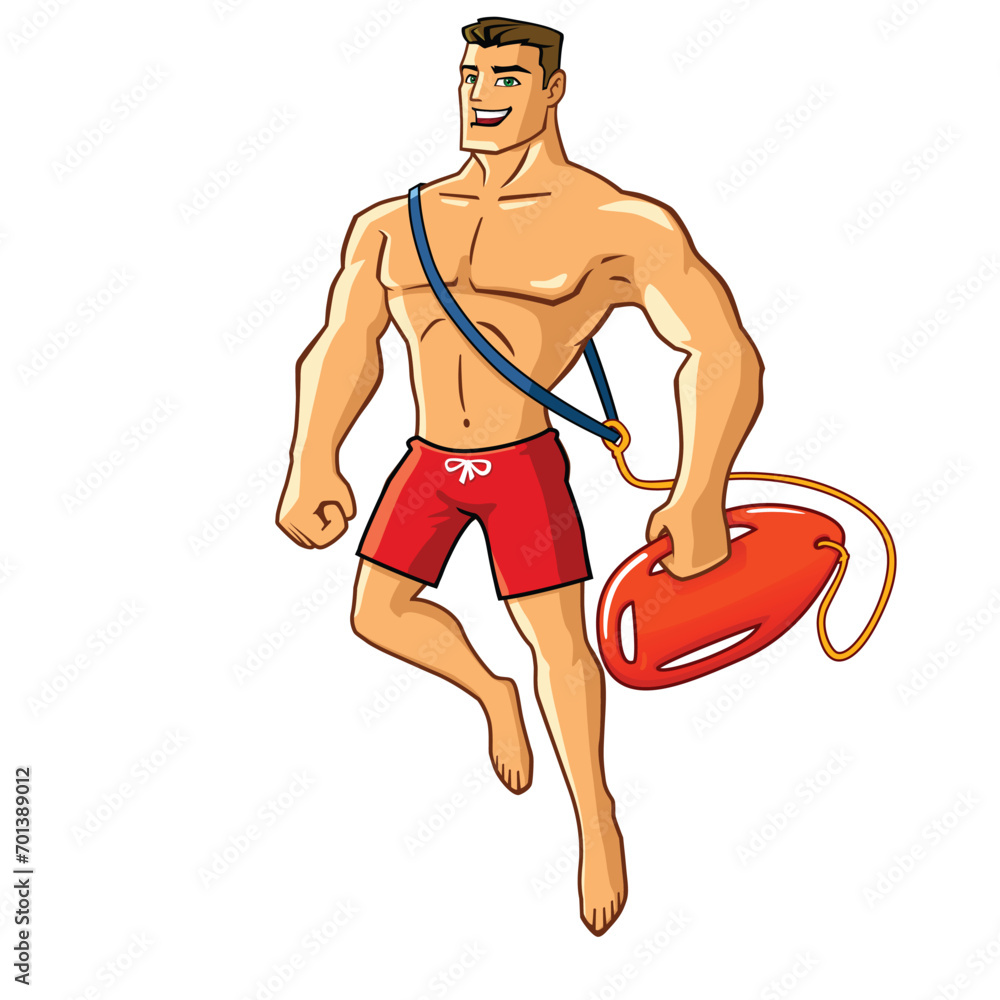 Flying Lifeguard superhero cartoon mascot illustration character vector clip art hand drawn Flying Lifeguard superhero cartoon mascot illustration character vector clip art hand drawn