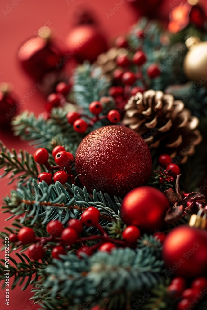 Red Christmas Tree Ornaments Generative AI Red Christmas Tree Ornaments Generative AI
