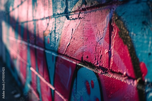 Colorful Graffiti Wall with Pink and Blue Hues Generative AI photo
