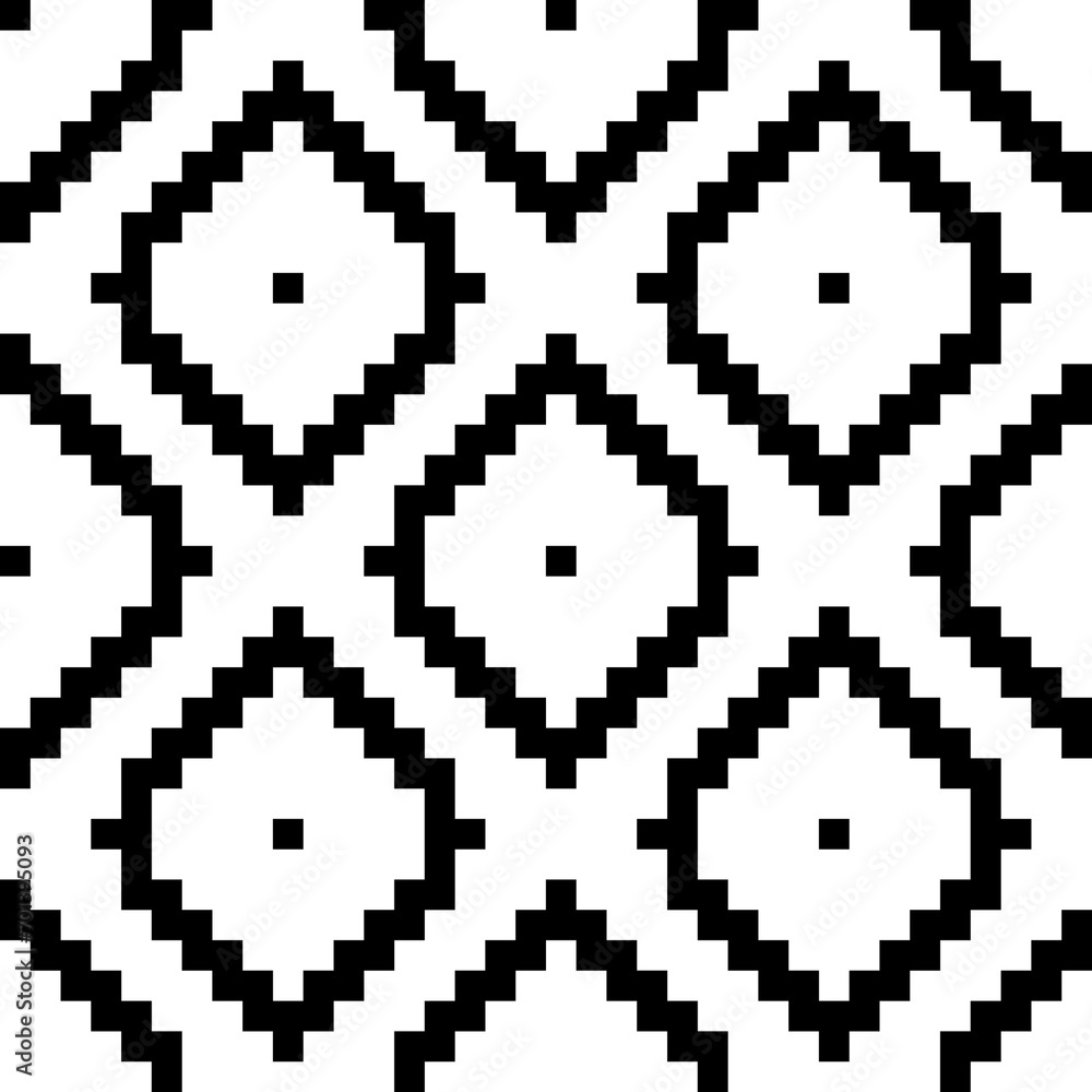 Shweshwe african seamless pattern. Repeating abstract shwe black isolation on white background. Repeated geometric for design prints. Sotho rhombus repeat patern. Geo line fabric. Vector illustration