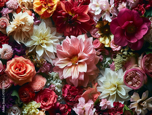 Close up of colorful variety flowers