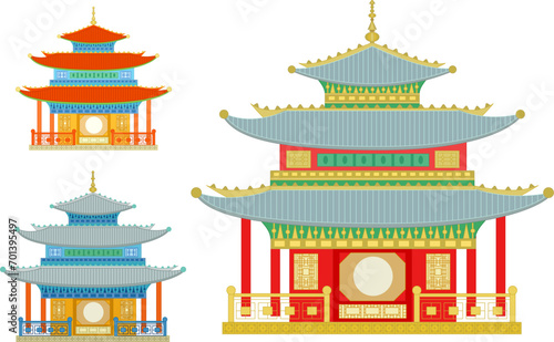 collection of Chinese asian architecture buildings. isolated pag