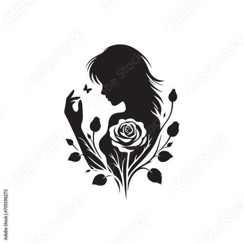 Sweetheart Silhouette: Valentine's Affection in Romantic Embrace - Black vector valentine day Silhouette, Valentine stock vector 
