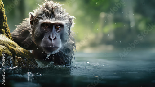 Monkey in water  felling cool close view photography wildlife
