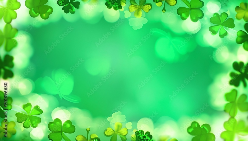 green abstract background with four-leaf clover green abstract background with four-leaf clover