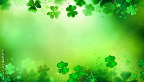 green abstract background with four-leaf clover