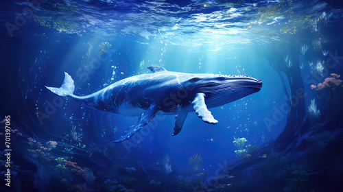 A photo of Shark under water light background © Jaikadesigns