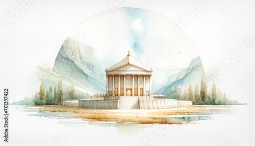 The Tabernacle. Old Testament. Watercolor Biblical Illustration photo