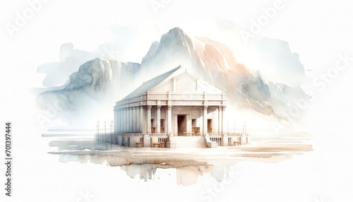 The Tabernacle. Old Testament. Watercolor Biblical Illustration photo