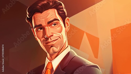 Cartoon of a smiling cheesy businessman
