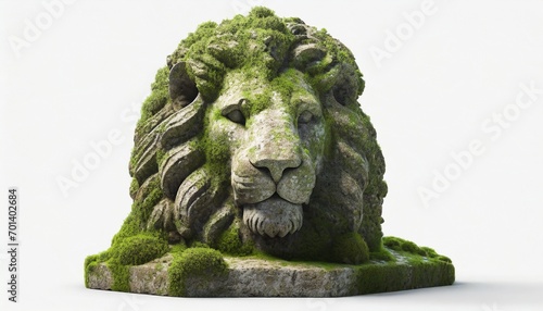 head of a lion mossy statue