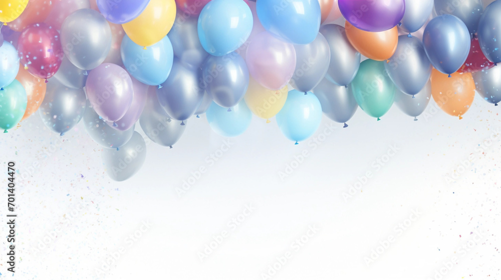 rainbow and silver theme Balloons birthday background