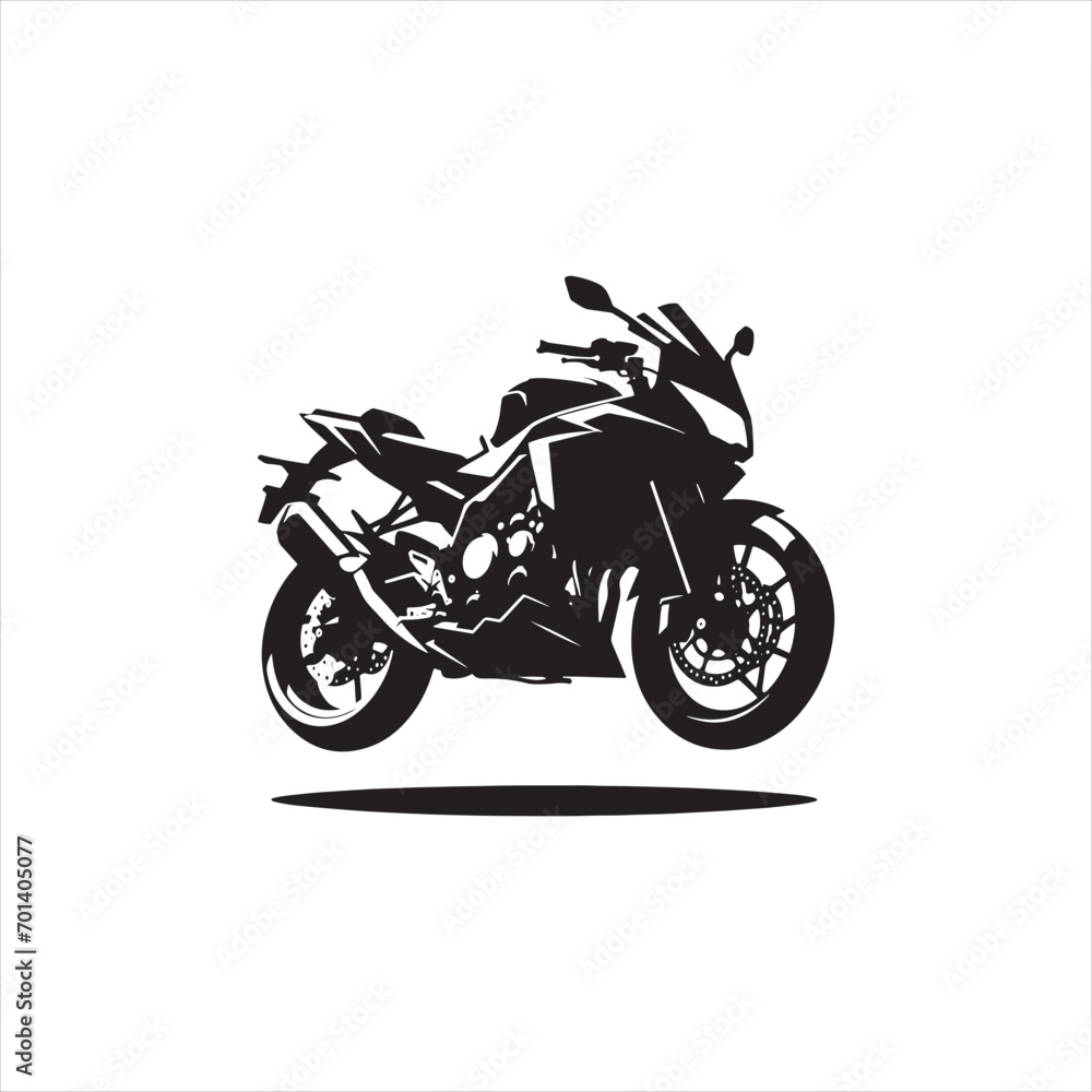 Joyful Ride: Silhouette of Bike with Happy Rider - Black Vector Bike Silhouette, Motorbike Stock Vector
