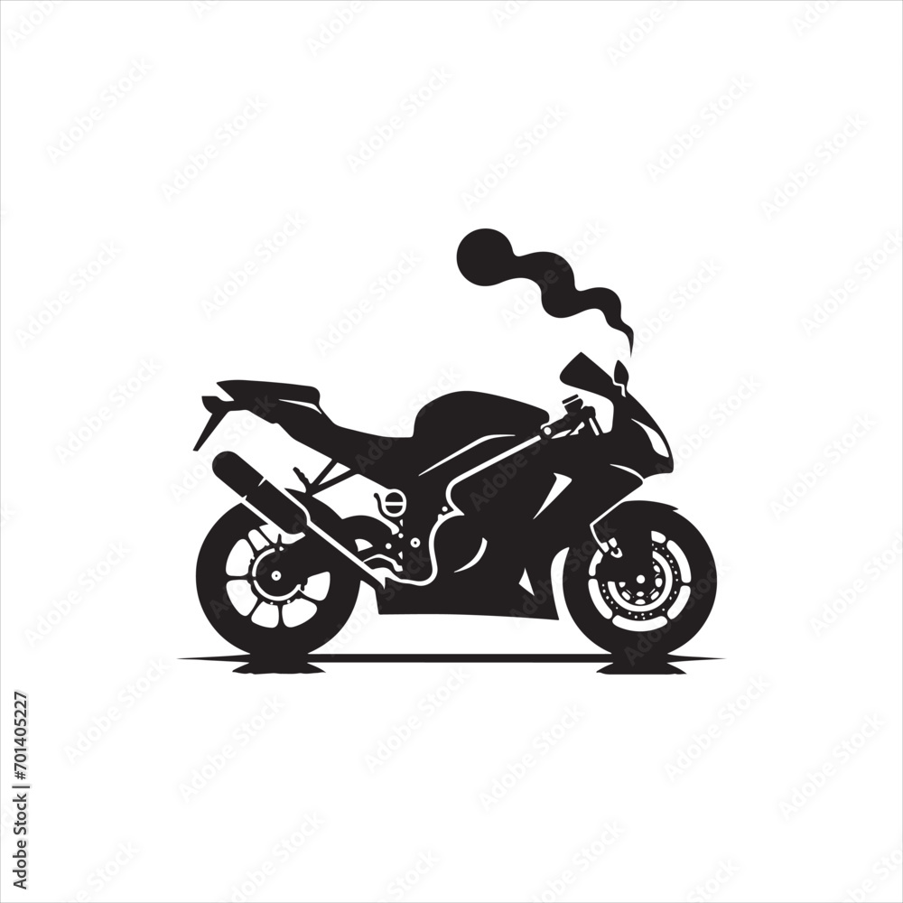 Dynamic Motion: Bike Silhouette in Action - Motorbike Stock Vector, Black Vector Bike Silhouette
