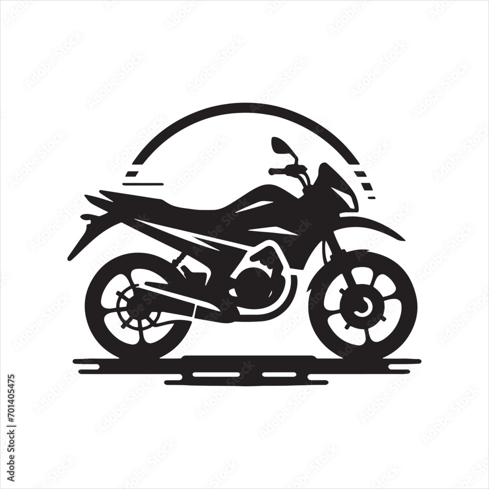 Obraz premium Dynamic Biking: Energy in Motion, Bike Silhouette - Black Vector Bike Silhouette, Motorbike Stock Vector 