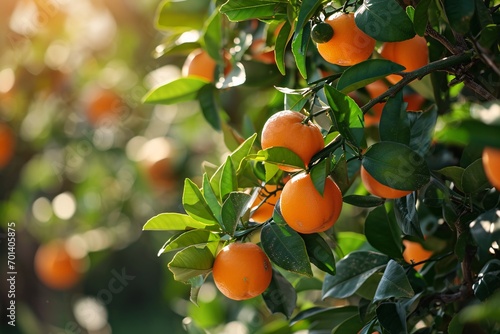 Fresh Orange Fruit on a Tree Branch Generative AI