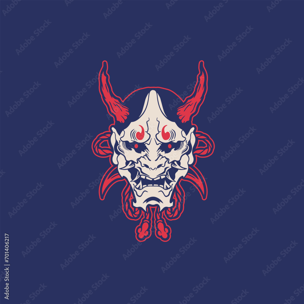 Oni japanese devil mask, Vector illustration Oni japanese devil mask, Vector illustration