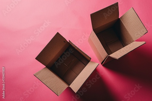 Two Brown Boxes with Nothing Inside Generative AI photo